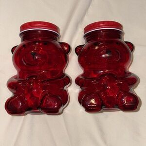 Red Gummy Bear Glass Jars Set of Two  *NEW*